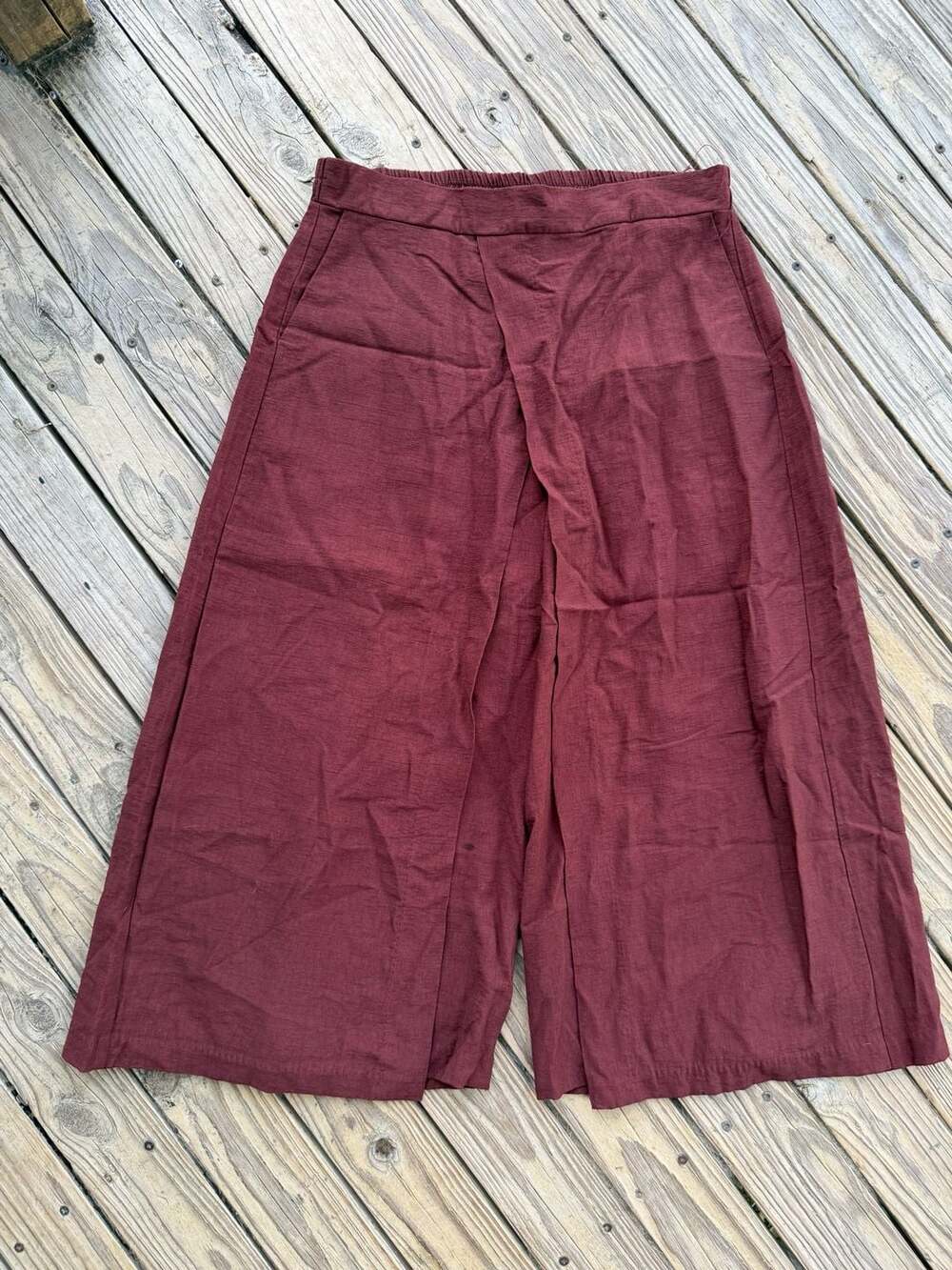 Niche by Nilgün Derman Wide Leg Palazzo Pants Burgundy